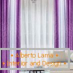 White and purple curtains