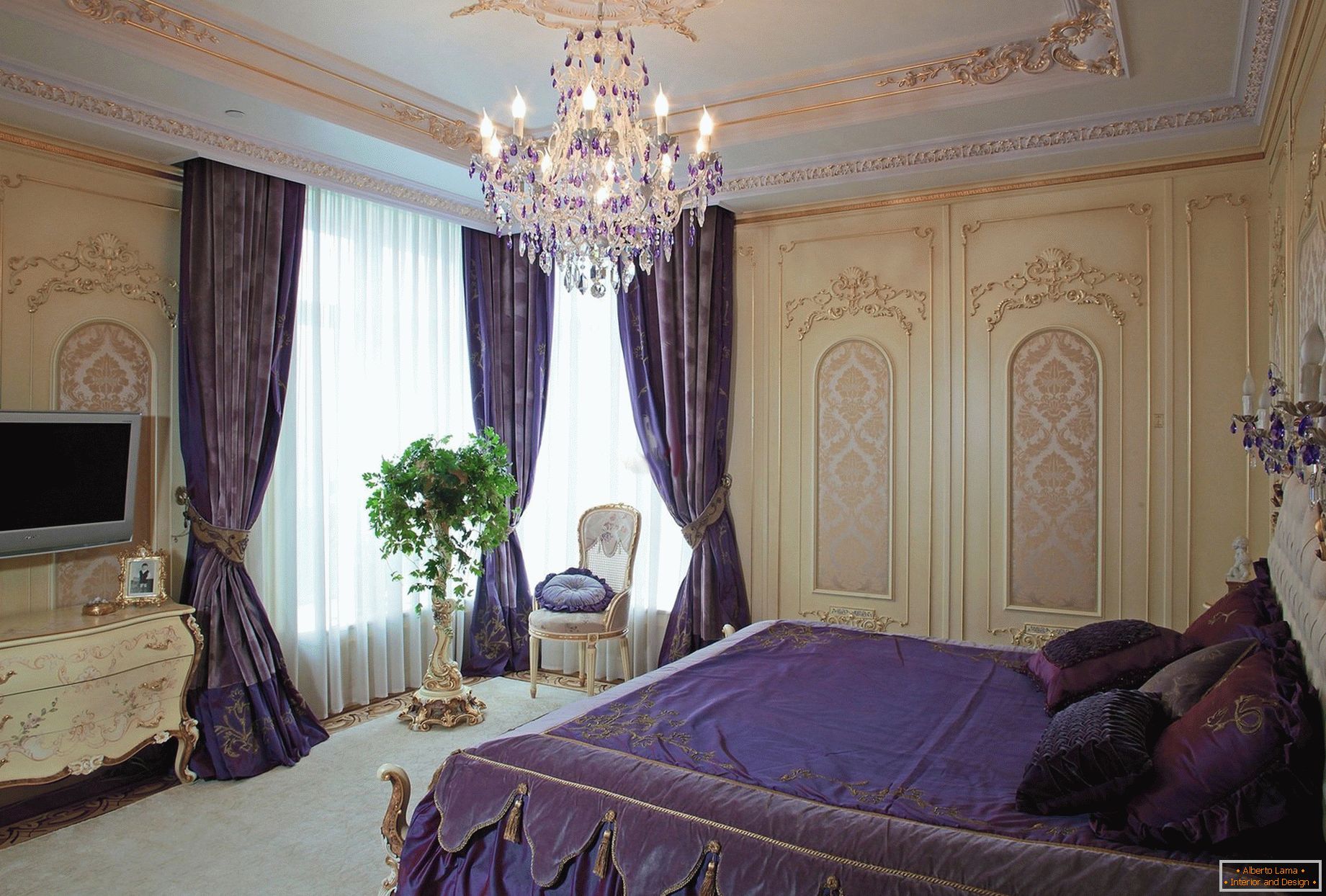A room with a large bed