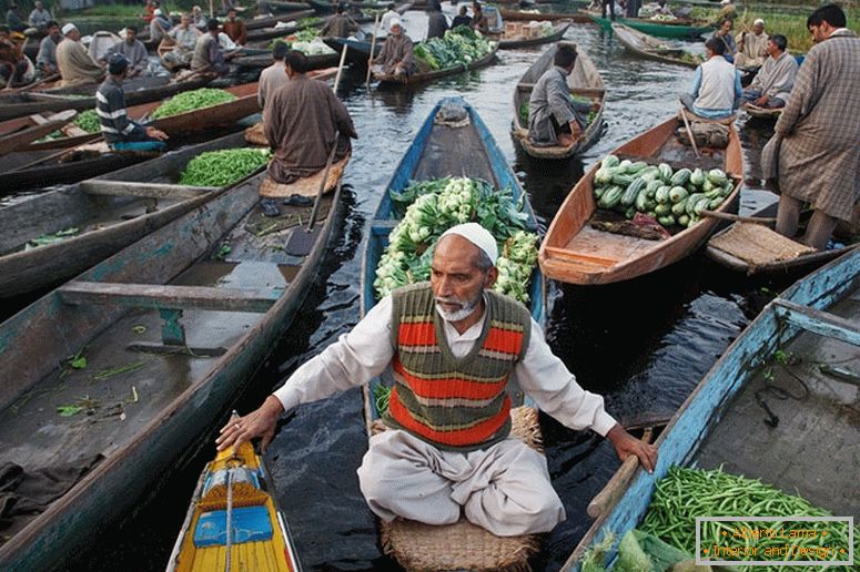 Seller on a boat, India