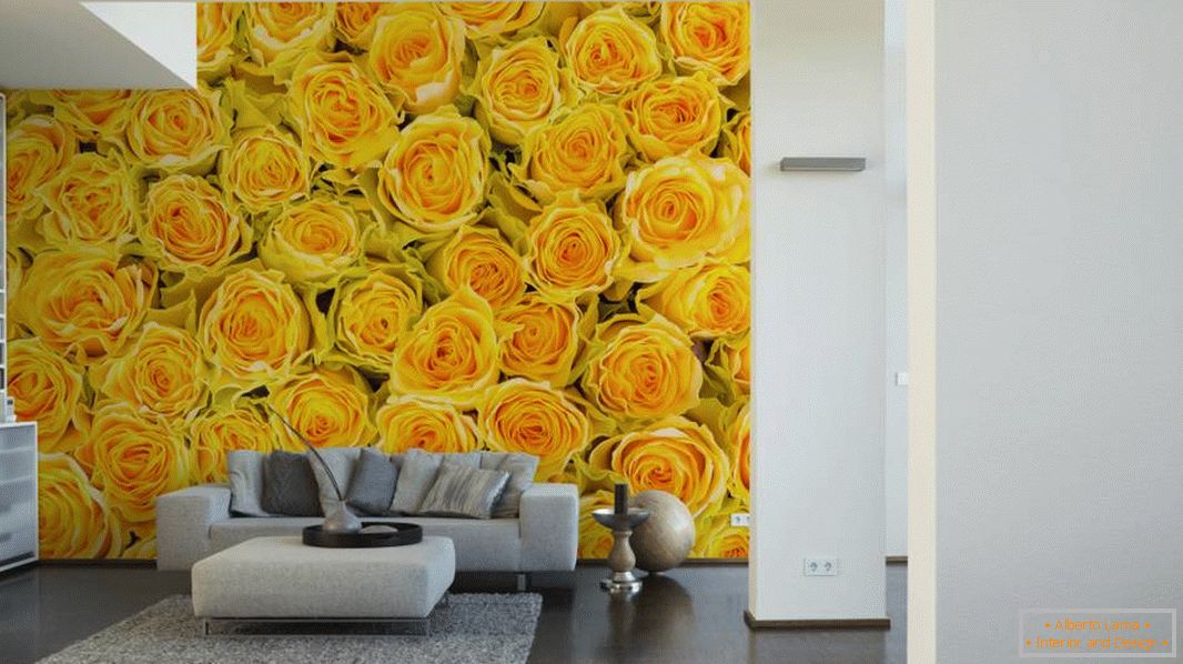Yellow roses in the interior