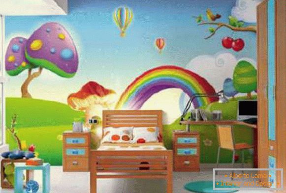 rainbow wallpaper in a nursery, photo 24