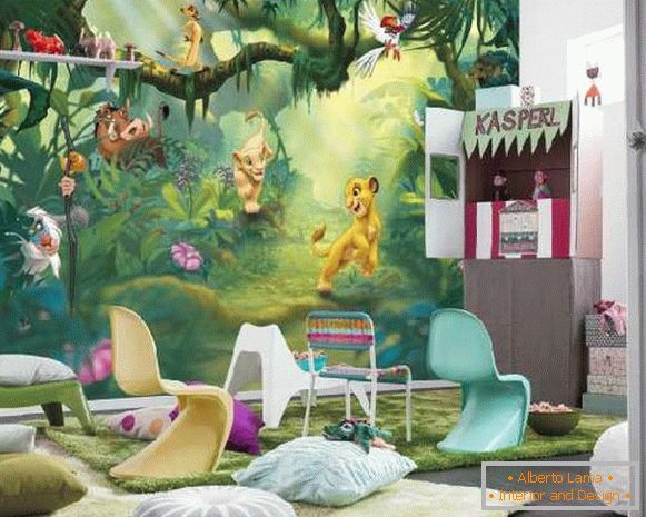 wall-paper jungle in a nursery, photo 48
