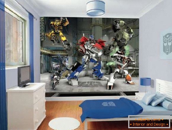 wall-papers transformers in a nursery, photo 6