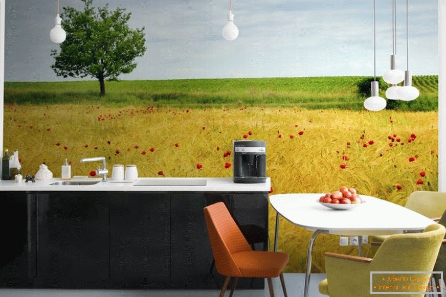 Photo wallpapers with latex print in the kitchen