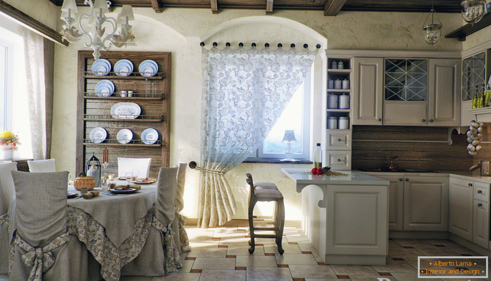Interior of the kitchen in French style