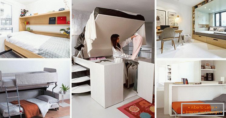 Folding bed in a small bedroom