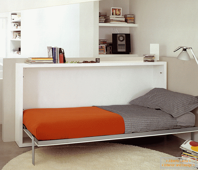 Folding bed in a small bedroom