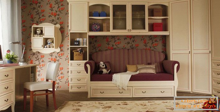 Designing a children's room in the country style with the use of cabinet furniture.