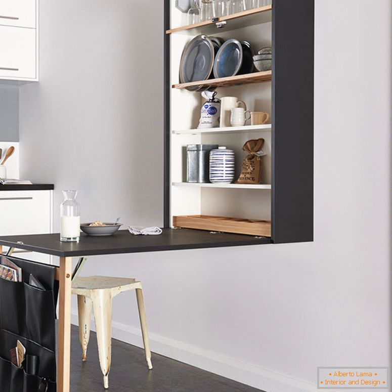 Dining table in a small kitchen