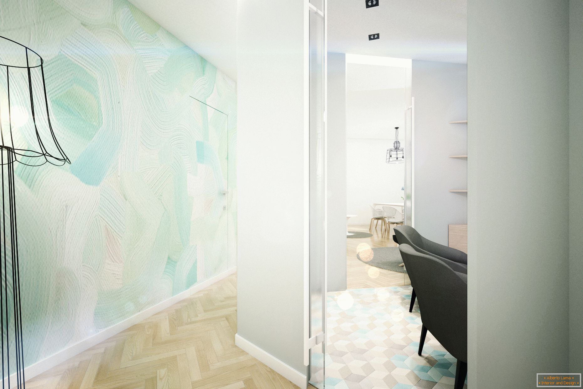 Modern design apartment in pastel colors