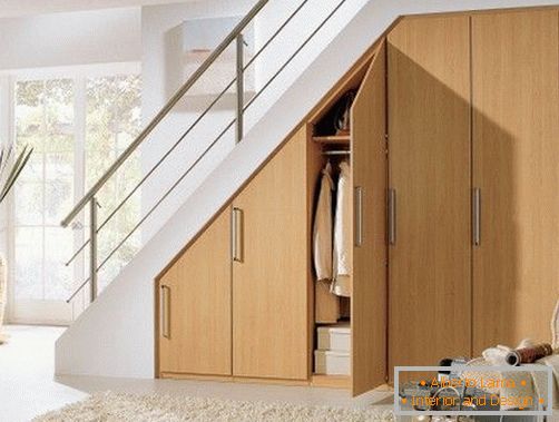 Built-in wardrobe under the stairs