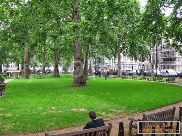 Benches in the London park