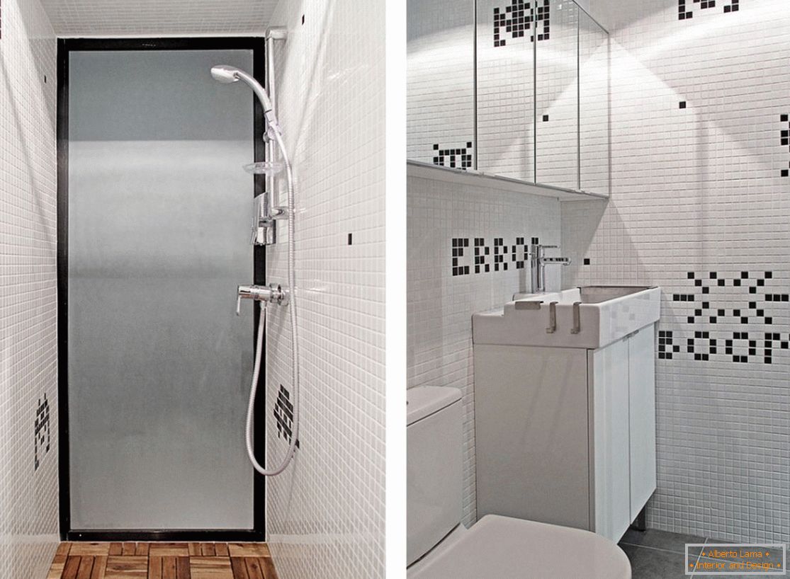 A bathroom of a narrow apartment in Hong Kong