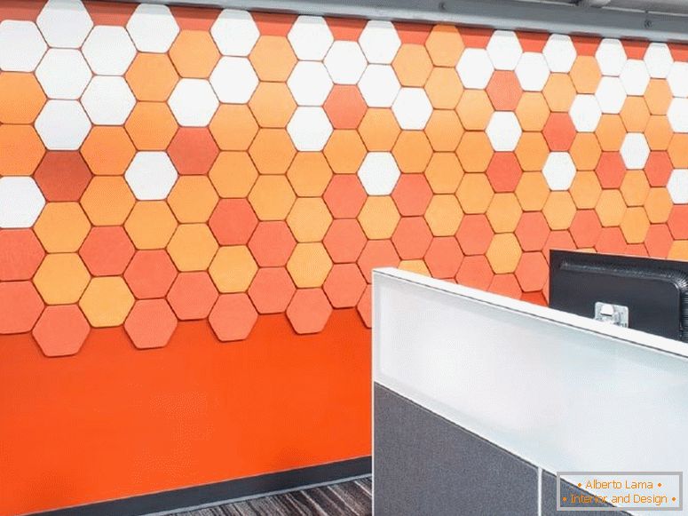 Multicolored honeycombs on the wall
