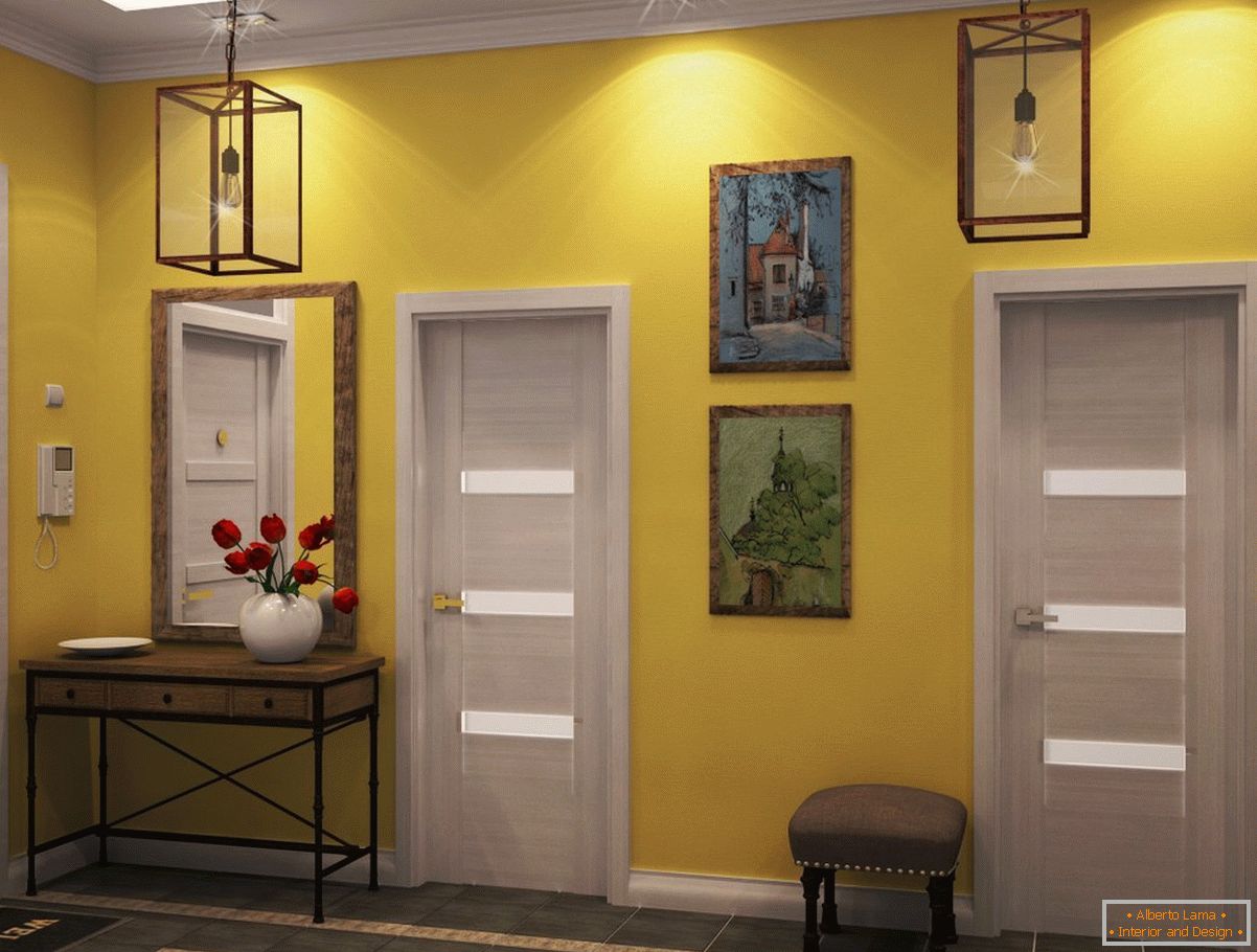 Mustard color in the hallway