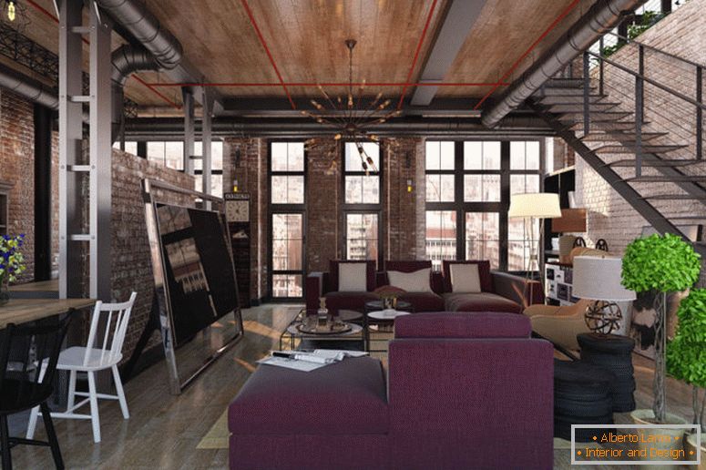 large-living-in-style-loft-with-stairs