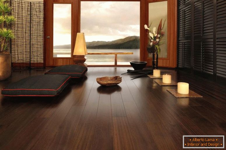 cool-dark-hardwood-floor-with-ottoman-for-living-room-japanese-style-furnished-natural-plant-and-chandelier-lamp-as-decoration ceiling-design-awesome-japan interior-design interior-design-schools-how