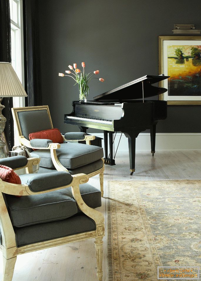 Interior of a small living room in a Victorian style