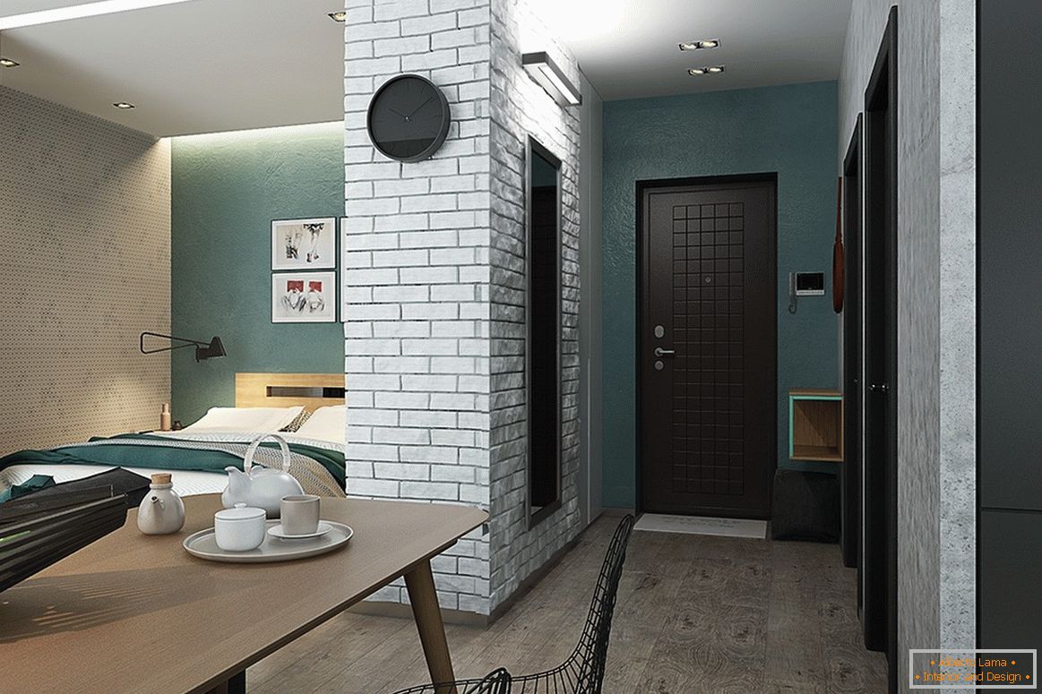 Registration of a small studio apartment in gray-green color - photo 2