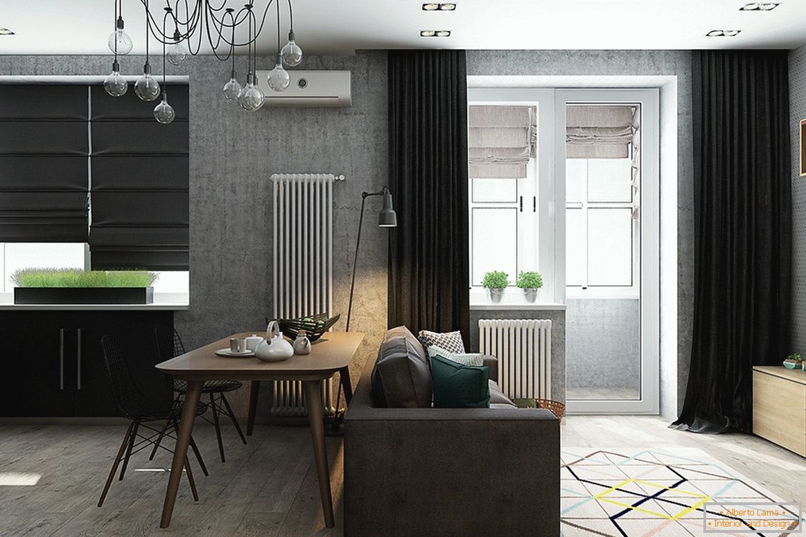 Registration of a small studio apartment in gray-green color - photo 6