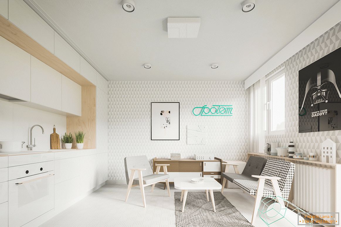 Registration of a small studio apartment in light colors - photo 1