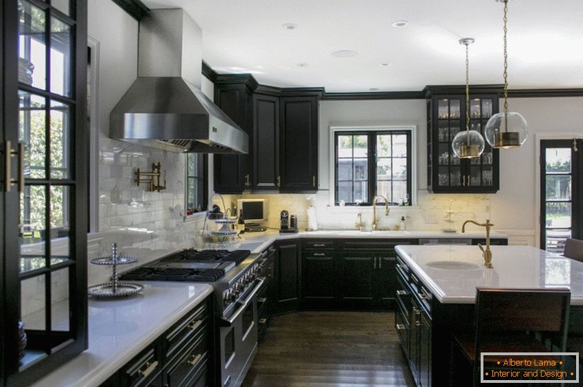 Unusual kitchen interior in black