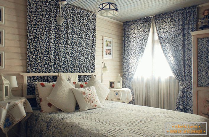 Light, cozy room in the style of country country in a small house in the south of Spain. Designer idea is realized for the bedroom of a young girl.