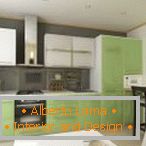 Light green furniture in the kitchen