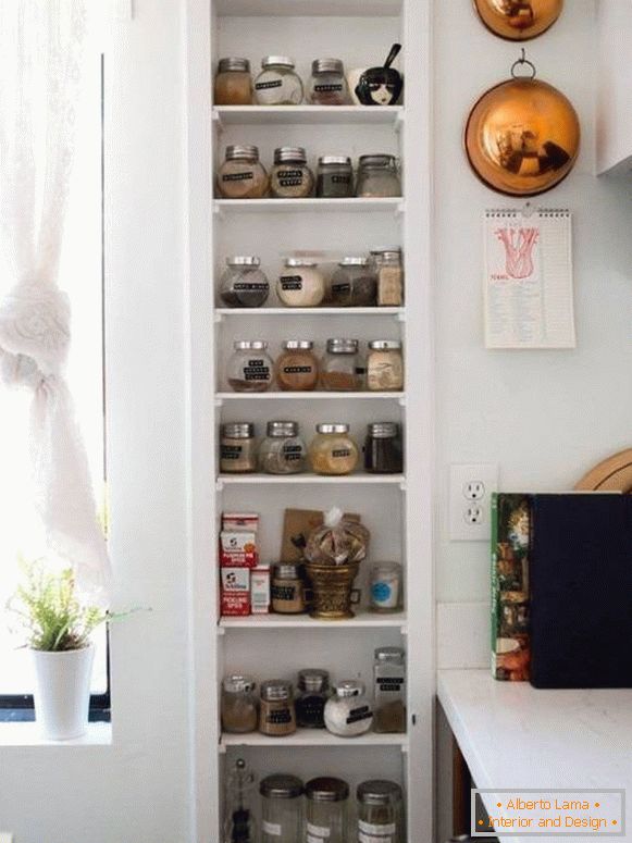 High niche with shelves for spices