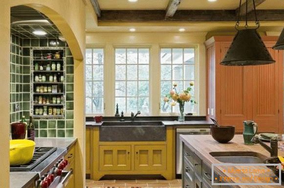 Storage of spices in the kitchen in a niche