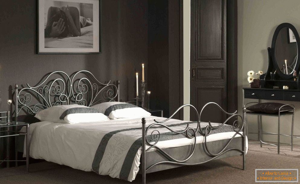 Wrought iron bed in the interior