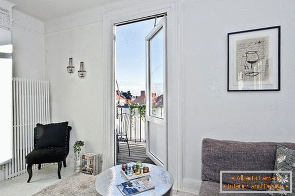 Living room in white and gray color