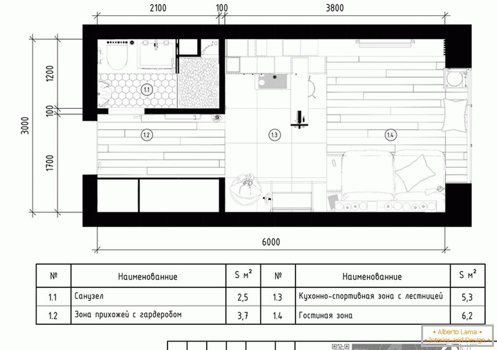 Layout of the first floor of the apartment