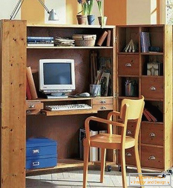 , living room furniture with a workplace photo 65