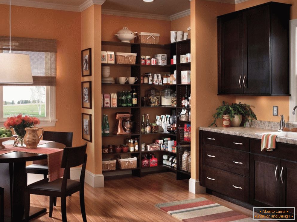 Pantry in the corner of the kitchen