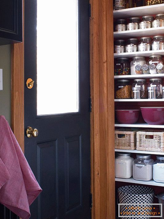 Shallow boxes in the pantry