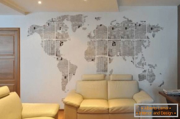 World map on the wall with your own hands