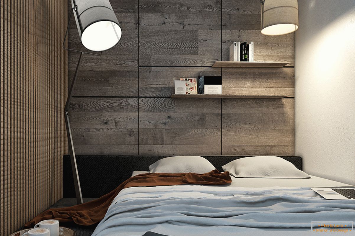 Design of a bedroom for a small apartment in Scandinavian style