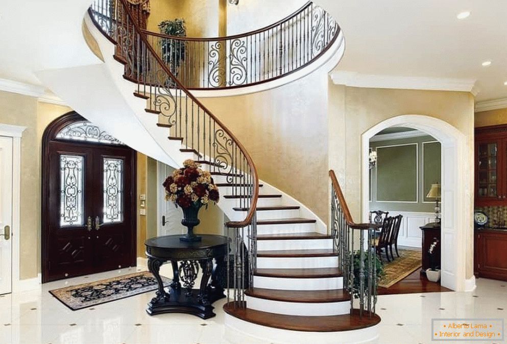 Spiral staircase from the hall of a private house