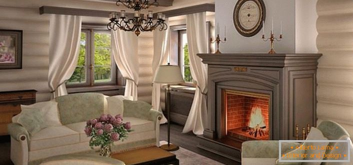The fireplace is an unsurpassed interior decoration in a rustic style.