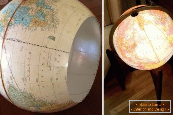 Floor lamp with your hands from the globe