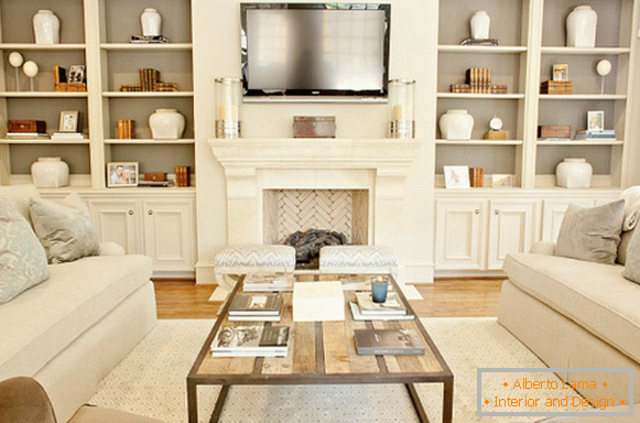 Decor on open shelves in cabinets