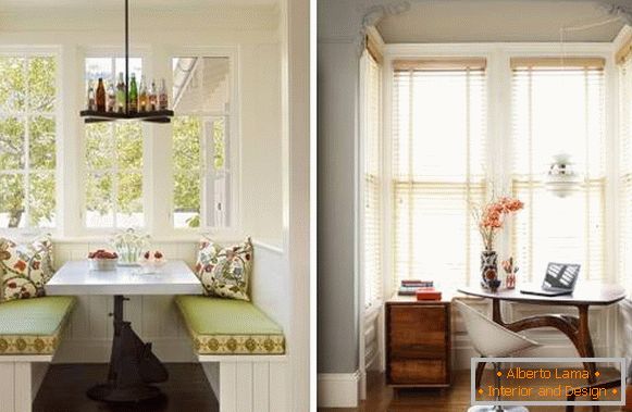 A small kitchen with a bay window - interior photo
