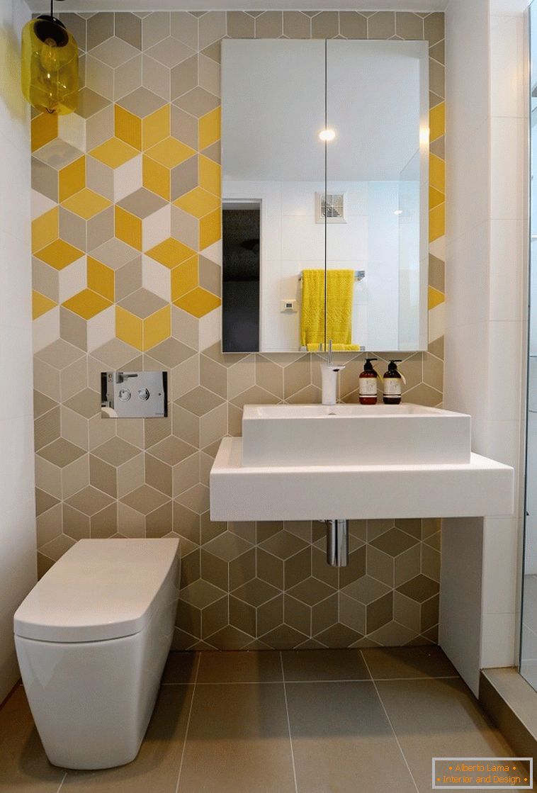 Geometric pattern in the design of the bathroom