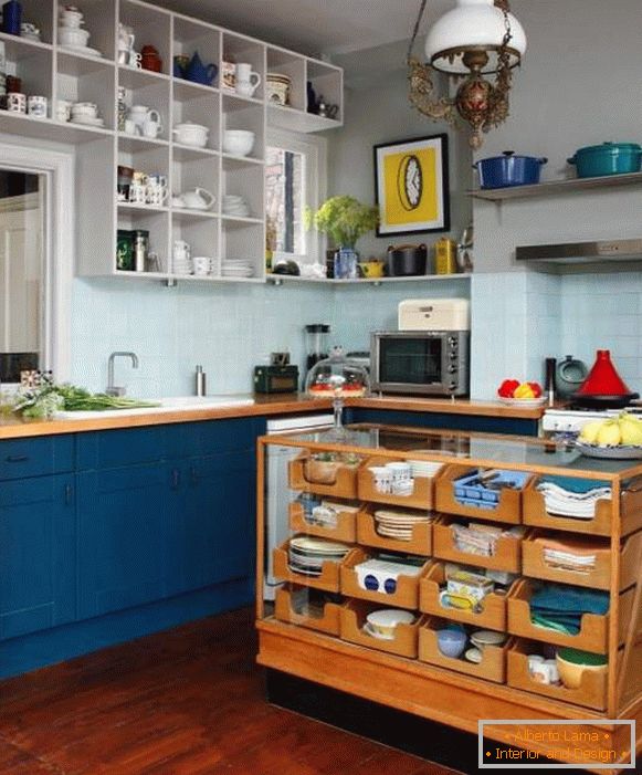 Unusual kitchen island from the building of furniture