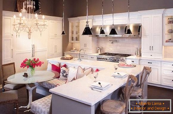 L-shaped kitchen island photo design