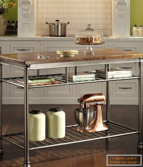 Metal table island for the kitchen photo