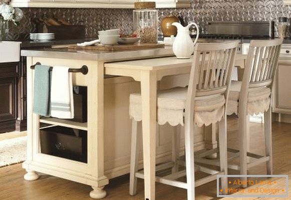 Kitchen island with pull-out dining area