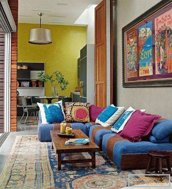 Interior decor of a private house in Indian style