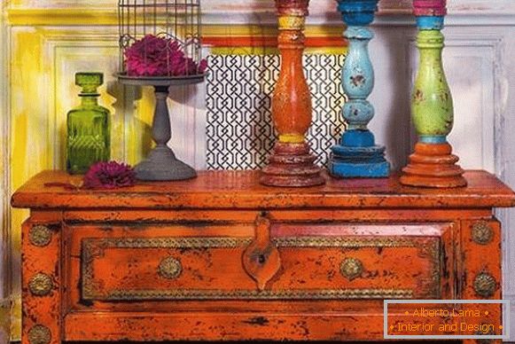 Orange wooden chest of drawers India